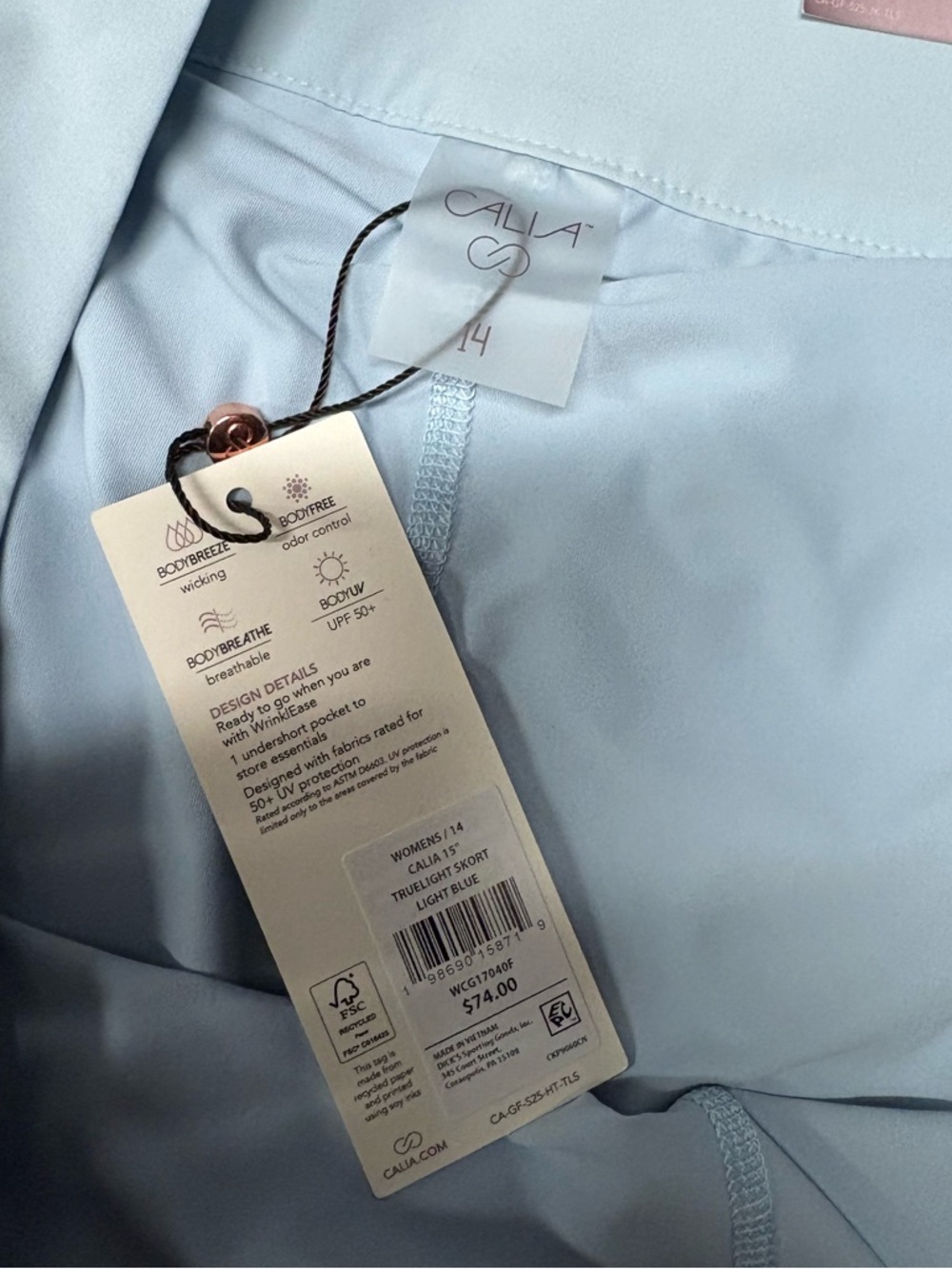 NWT Calia Athletic/Performance Golf Tennis Side Zip Skort Size 14 - Picture 4 of 7